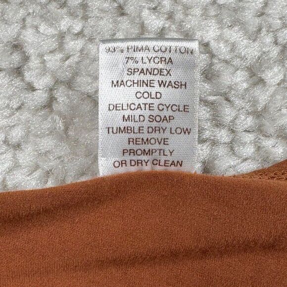 Peruvian Connection Pima Cotton Long Sleeve Stretch Tee Brown FLAW - Picture 7 of 8